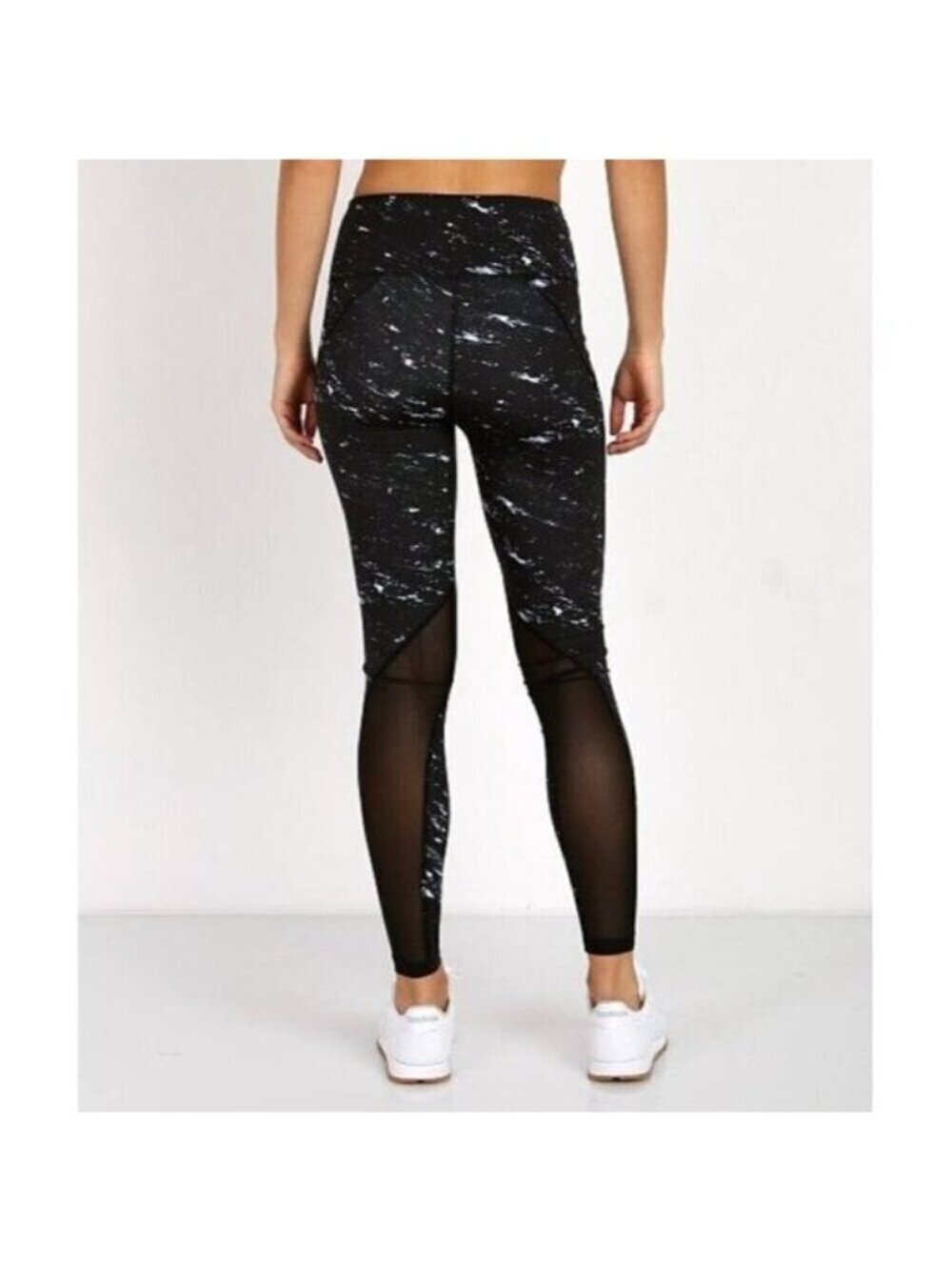 Varley Windsor Tights Leggings Size XS Black Marble Mesh Panels - Picture 3 of 10